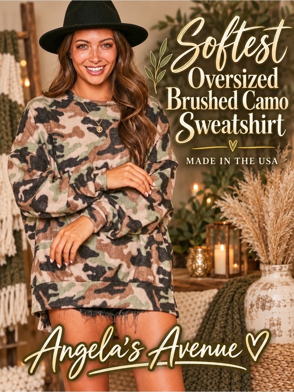 SOFTEST OVERSIZED BRUSHED CAMO SWEATSHIRT NEW